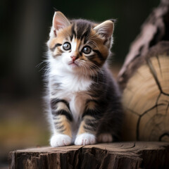 Fototapeta premium A little cute adorable innocent kitten, little beautiful cute cat, generative ai.