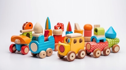 Obraz premium Vibrant and playful colorful toys on a clean white canvas, sparking joy and imagination in children