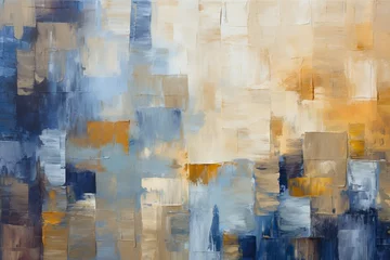 Outdoor kussens 油絵抽象背景バナー）四角を使ったデザインの紺色と金色と白 © Queso