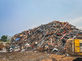 Pile of scrap metal at a junkyard