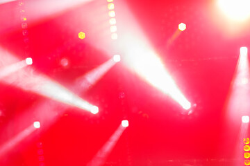 Red and white light from lighting fixtures and heavy smoke demonstration