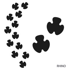 Paw prints, animal tracks, rhino footprints template. Icon and track of footprints. Black silhouette. Vector © Tatiana