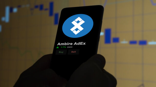 November 17th 2023. An investor analyzing the price of Ambire AdEx, the token coin $ADX on a crypto exchange sreen.