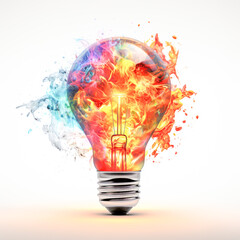 Vibrant Glowing Idea Bulb Lamp: A Creative Design Element Isolated on a Transparent Background, 
Perfect Visualization of Brainstorming, Bright Ideas, and Creative Thinking.