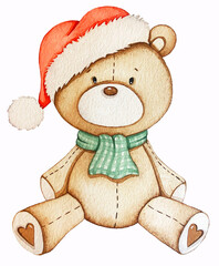 Merry Christmas watercolor illustration santa claus