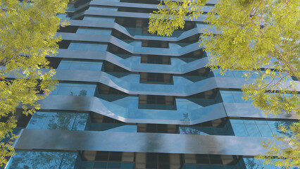 3D render of Business buildings, Modern exterior commercial,