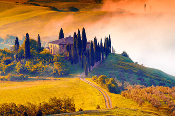 San Quirico,Landscape,.Val D'Orcia ,Tuscany,Italy,Europe.UNESCO World Heritage Site