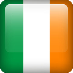 Ireland flag button. Square emblem of Ireland. Vector Irish flag, symbol. Colors and proportion correctly.