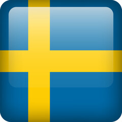 Sweden flag button. Square emblem of Sweden. Vector Sweden flag, symbol. Colors correctly.