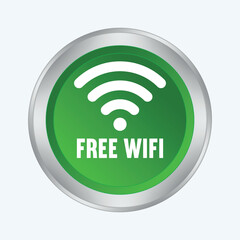 Free wifi icon. Internet button.3d illustration
