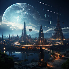 Fototapeta premium Future City in the space