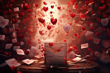 Love notes and letters with hearts