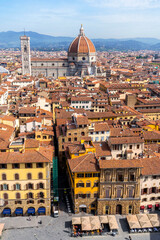 Fototapeta premium Panoramic View over Florence with the Cathedral,Duomo,.Florence,Tuscany,Italy,Europe
