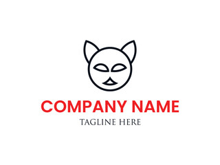 Cat head logo design vector template 