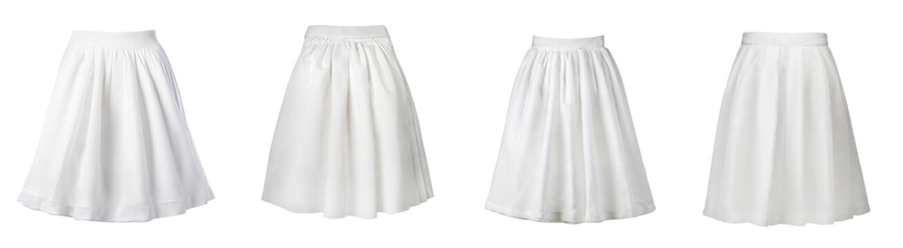 set of white  Different skirts for women .Isolated on a transparent background.