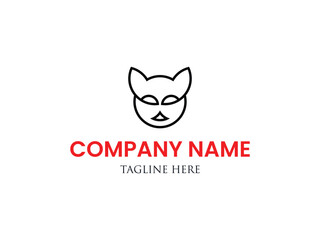 Cat head logo design vector template 