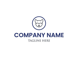 Cat head logo design vector template 