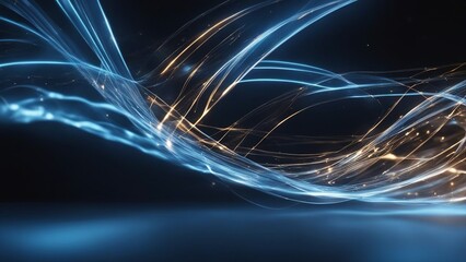 abstract blue background _A blue energy field with dynamic curves and flashes , 