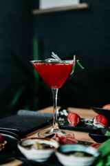 red cocktail in the bar
