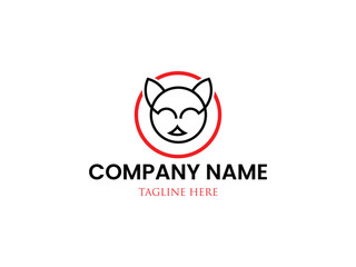 Cat head logo design vector template 