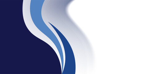 Abstract modern blue horizontal banner background with geometric diagonal overlay layer and glowing lines