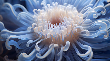 Underwater Splendor: A Sea Anemone Unfolding its Graceful Tentacles in the Depths of the Ocean