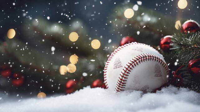 Christmas with a Sporting Twist: 3D Rendered Baseball Ball Adds Festive Touch