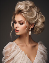 a woman in an elegant hair updo