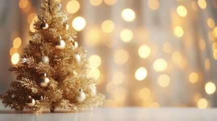 Glittering Sparkling Christmas Tree on Bokeh Background: A Festive Decoration for Holiday Celebrations.