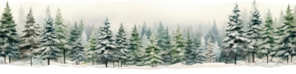 Obraz premium Serene Christmas in Alaska: Watercolor Snowy Spruce Forest Pattern for a Beautiful Holiday Background