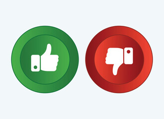 Thumbs up and thumbs down. Stock vector button