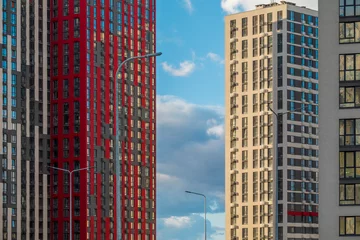 Foto op Plexiglas anti-reflex Kiev Windows of new modern high rise buildings