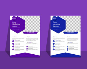 a bundle of 2 templates of a4 flyer template, modern template, in blue and rose color, and modern design, perfect for creative professional business. Business Flyer Layout with Colorful Accents 2. Cor
