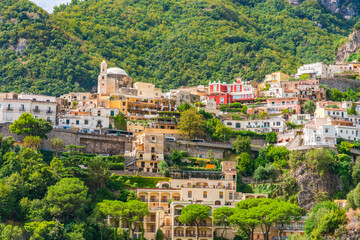 Fototapeta na wymiar Positano - picturesque village on Amalfi coast in Campania, Italy, a popular travel destination in Europe