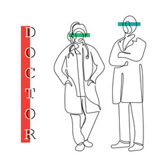  line art of doctors. Vector art concept. Medicine and highest academic degree. Health care. Physicians vector concept art. One line art. Minimalism.