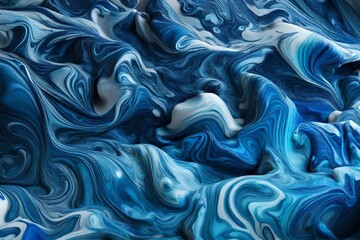 A whirlwind of metallic silver and deep violet paints in an abstract, cosmic collision dark and deep scary blue water pattern 