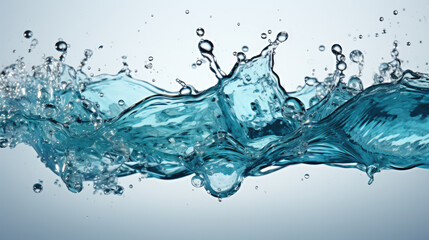 Vibrant water splash drops on pristine white background create a mesmerizing and refreshing visual spectacle