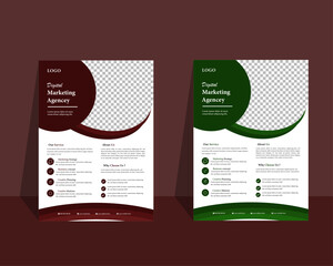 a bundle of 2 templates of a4 flyer template, modern template, in green and red color, and modern design, perfect for creative professional business. Business Flyer Layout with Colorful Accents 2. Cor