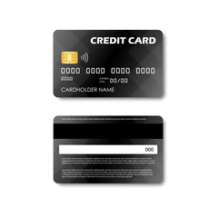 Credit Card, Debit Card or ATM Card. Vector Illustration Isolated on White Background. 