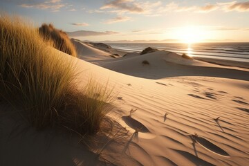 Coastal sand dunes. Generative AI