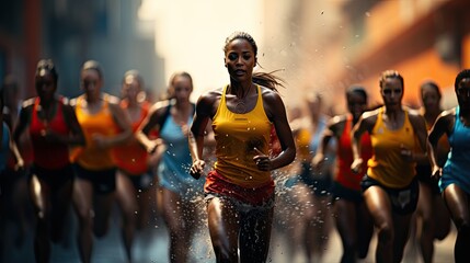 Group of women in a race. Generative AI