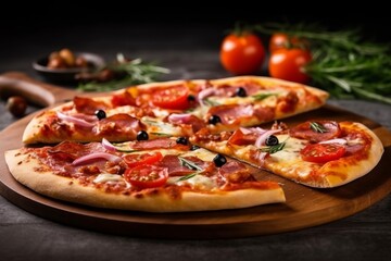 Delicious fresh pizza. Generative AI