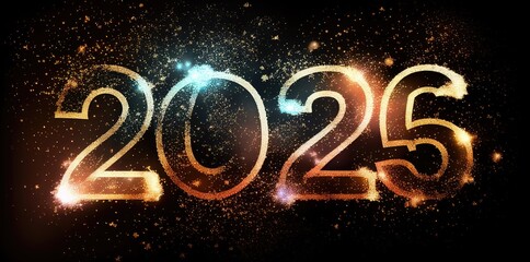 2025 New Year Fireworks Display Setting Backdrop Generative AI