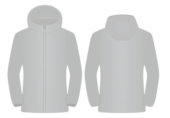 Grey zipper hoodie. vector illustration