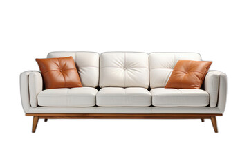 Classic white couch with wood legs