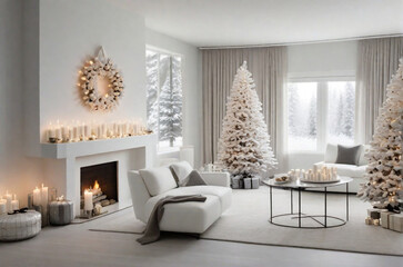 Modern Minimalist Christmas: Sleek Decorations and White Tree Ideas Christmas Concept Art