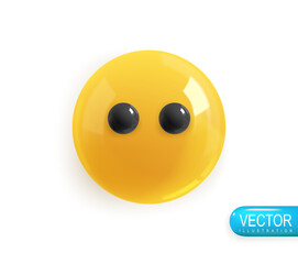 Emoji face. Realistic 3d design. Emoticon yellow glossy color. Icon in plastic cartoon style