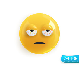 Emoji face. Realistic 3d design. Emoticon yellow glossy color. Icon in plastic cartoon style