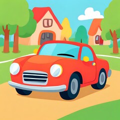 Retro Pop Car Bright and Playful Vehicle Design Generated Ai