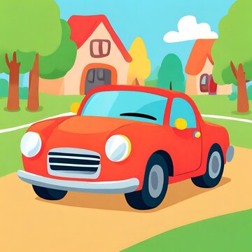 Retro Pop Car Bright and Playful Vehicle Design Generated Ai © OSTHIR